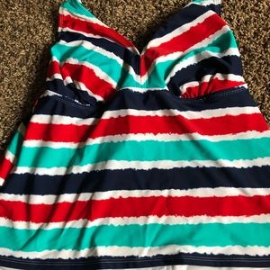 Catalina Blue, Teal and Red Bathing Suit Top